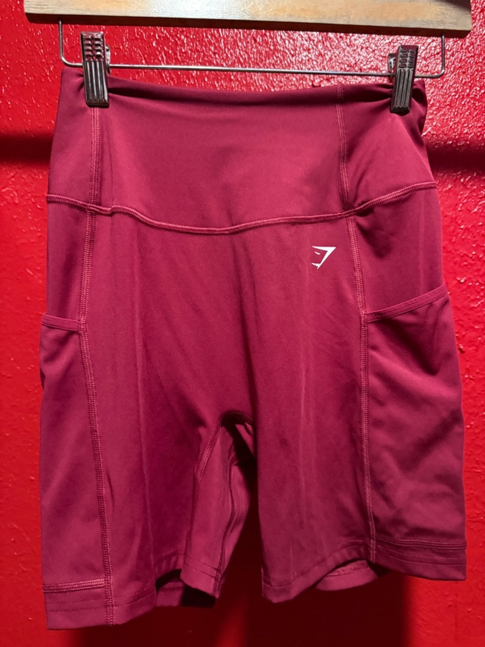 59. Gymshark Burgundy High-Rise Bike Shorts with Side Pockets